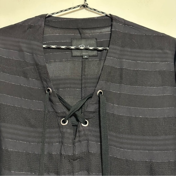 Rails Lily Tel Aviv Stripe Metallic Lace Up Pullover Blouse - Picture 4 of 7